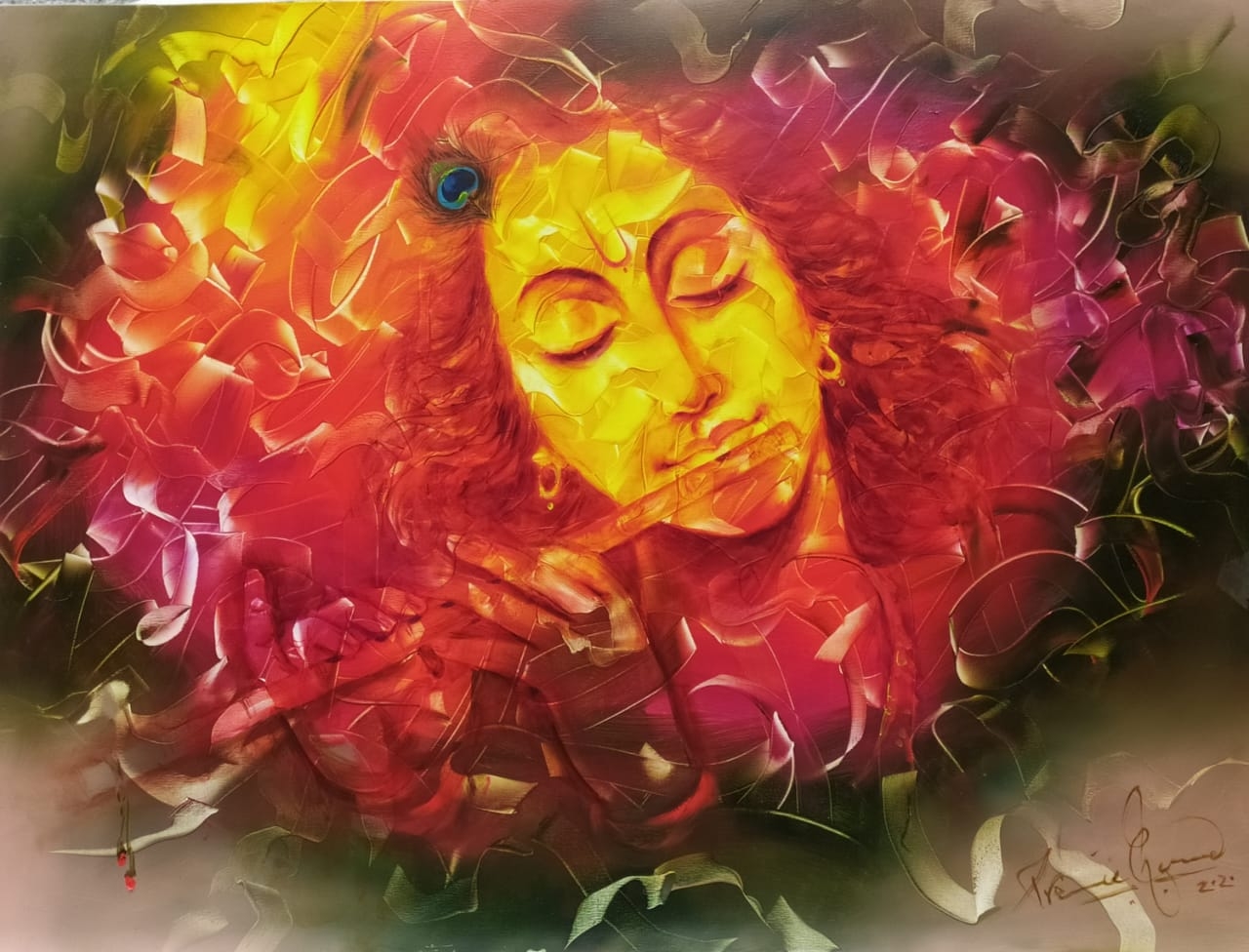 Lord Krishna with flute rhythm